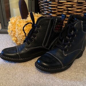 Clarks Black Leather Boots with Cushion Sole